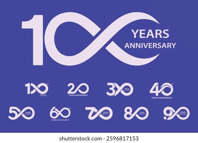Vector-based anniversary logo options. Corporate. Customizable modern designs for different years. Suitable for business.