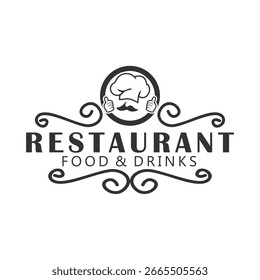 Una Plantilla de logotipo a base de Vector con una mascota de chef. Ideal para una variedad de negocios, incluyendo hoteles, restaurantes y negocios relacionados con la comida.