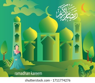 Vector-based ramadan theme background with Islamic building images