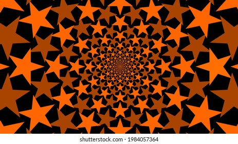 Vector-based, seamless, texture composed of diverging colored stars.