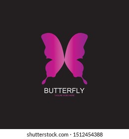 vector-beauty butterfly conceptual simple isolated on black background,colorful icon,logo.vector illustration