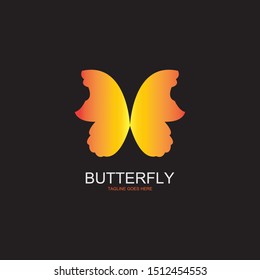 vector-beauty butterfly conceptual simple isolated on black background,colorful icon,logo.vector illustration