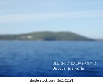 Vector.Blurred landscape, lake views mountains and sky.Seascape 