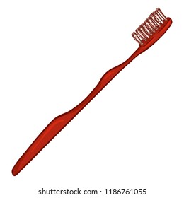 VectorCartoon Color Illustration - Red Toothbrush