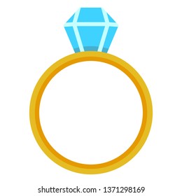 VectorColor Flat Icon - Wedding Golden Ring with Diamond