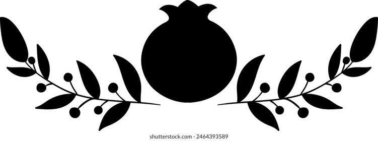 Vectorcomposition of pomegranat floral silhouette. Use on any background