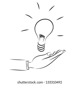 Vector,concept hand has idea bulb