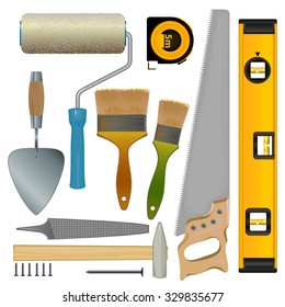 vector-drawn set of tools for repair