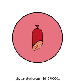 vectore icon, cut sausage on white background