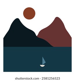 Vectore Montain and Sunset View