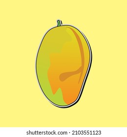 Vectore Stock-Gradien Yellow Green mango Sticker Peck Flat