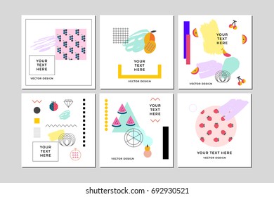 Vectored Fruits Objects Collection, Organic Fruits Icon Card Set