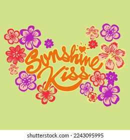 Obra de dibujo de vocales que dice que el rey del sol está diseñado para camisetas con fondo amarillo.eps