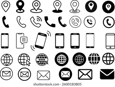 Vectorel phone icon,email icon,web icon,location icon