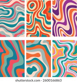 Vectorel retro groovy background set