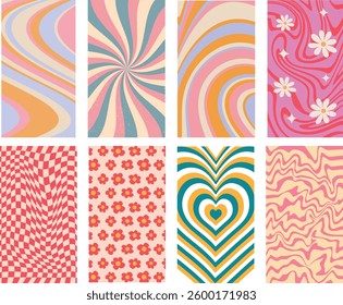 Vectorel  retro groovy background set