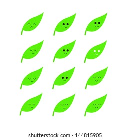 Vector.Emotion cartoon green Leaves