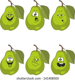 Vector.Emotion cartoon green pear set 014
