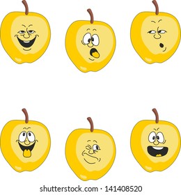 Vector.Emotion cartoon yellow apple set 018
