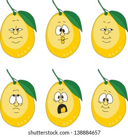 Vector.Emotion cartoon yellow lemon set 004