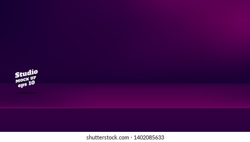 Vector,Fondo vacío de mesa de estudio morado y rosa color oscuro, pantalla de producto con espacio para mostrar el diseño de contenido.Cartel para anunciar el producto en el sitio web