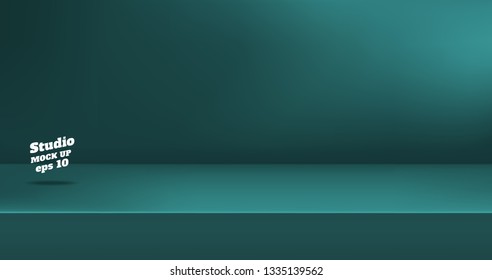 Vector,Empty dull color green blue studio table room background ,product display with copy space for display of content design.Banner for advertise product on website