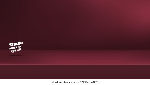 Vector,Empty dull color red maroon studio table room background ,product display with copy space for display of content design.Banner for advertise product on website