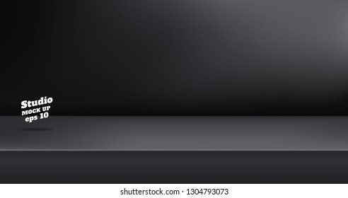 Vector,Empty modern black color studio table room background ,product display with copy space for display of content design.Banner for advertise product on website