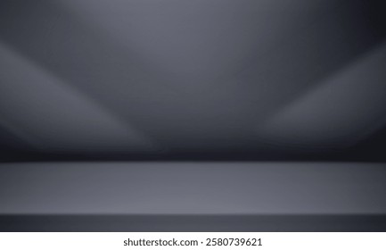 Vector,Empty modern black color studio table room background ,product display with copy space for display of content design.Banner for advertise product on website