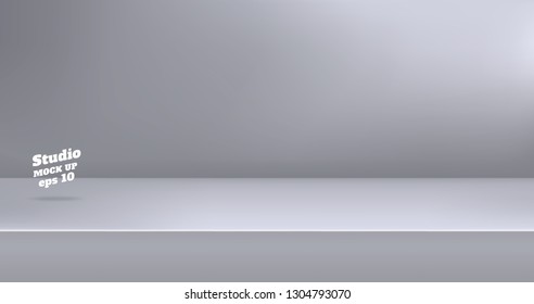 Vector,Empty modern grey color studio table room background ,product display with copy space for display of content design.Banner for advertise product on website