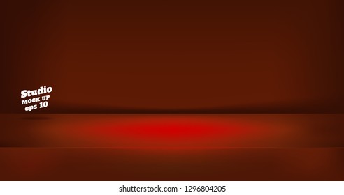 Vector,Empty neon style dark red color studio table room background ,product display with copy space for display of content design.Banner for advertise product on website