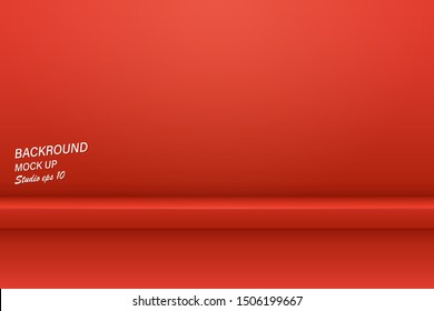 Vector,Empty orange red color studio room background ,Template mock up for display or montage of product,Business backdrop