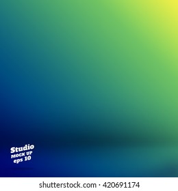 Vector Empty studio room background and green   blue Material design  