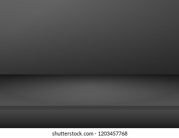 Vector,Empty vivid black color studio table room background ,product display with copy space for display of content design.