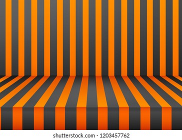 Vector,Empty vivid black and orange line studio table room background ,product display with copy space for display of content design.