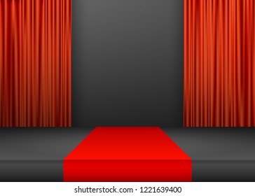 Vector,Empty vivid black studio table room background ,product display with copy space for display of content design.
