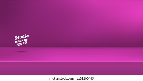 Vector,Empty vivid pink color studio table room background ,product display with copy space for display of content design.Banner for advertise product on website