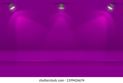Vector,Empty vivid purple color studio table room background with spot lights, product display with copy space for display of content design.Banner for advertise product on website