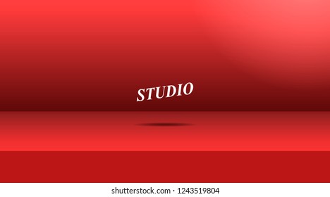 Vector,Empty vivid red color studio table room background ,product display with copy space for display of content design.Banner for advertise product on website. Vector illustration eps10.