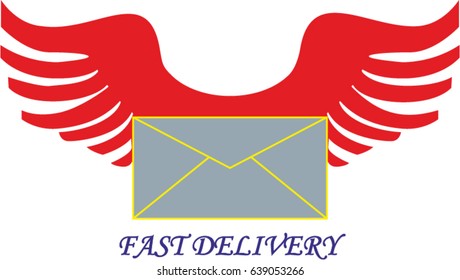 Vector:Envelope with two wings.Vector illustration for logo, label,sign, stamp