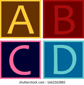 Vectores de logos del mismo estilo, con diferentes colores y las letras A B C D