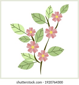 Vector-floral, blooming apple twig
pattern, colorful art. Template.