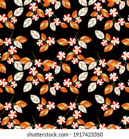 Vector-floral, blooming apple twig
seamless pattern, colorful art.