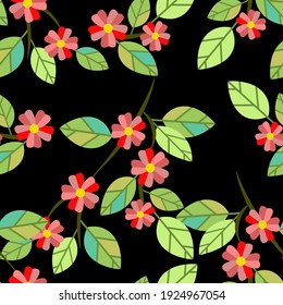 Vector-floral, blooming apple twig
seamless pattern, colorful art.