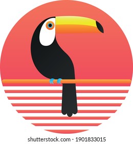 A vectorgraphic of a toucan at sunrise