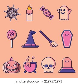 VectorHalloween. Ultra-thin icon collection for the most modern web designs, apps and projects. Kit of signs for the Holiday category.
