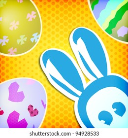 vector:happy easter greeting card,bunny eggs