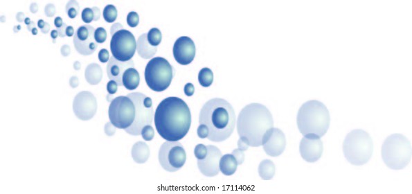 Vectorial blue wavy shape made of bubbles