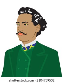 Vectorial Caricature of Castro Alves brazilian writer, poet, literary from the 19th century .