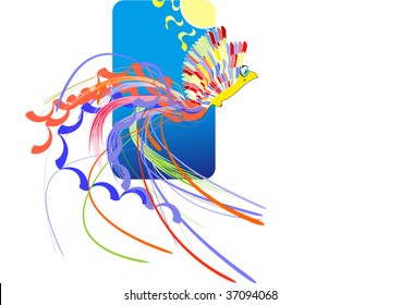Vectorial cartoon style illustration with bird and free space for your text.